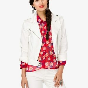 Forever 21 White Motto Casual Zipper Jacket